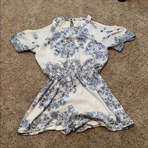 Blue and White Romper